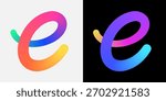 Letter E colorful 3d ribbon logo design.