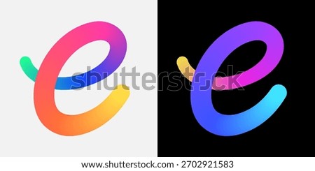 Letter E colorful 3d ribbon logo design.