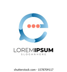 Letter E Colorful On Circle Blue Chat Logo Vector