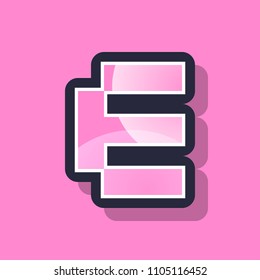 Letter E colorful pixel art alphabet typeface with shadow. vector typography design. 