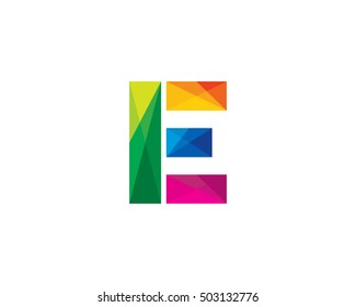 Letter E Colorful Poly Overlay Logo Design Template Element