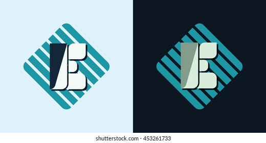 letter E company identification logo bright and dark bg vector illustration