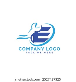 Letter E construction logo, E repair shop logo design template