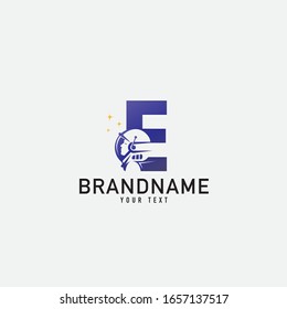 Letter E Cosmonaut Logo Icon