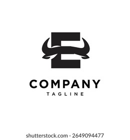 Letra E Cuernos de vaca Logo Icon Vector
