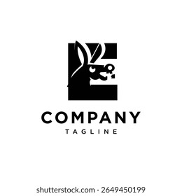 Letter E Crazy Donkey Logo Icon