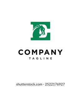 Letter E Crocodile logo pictogram vector