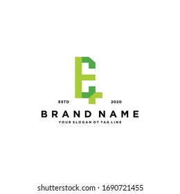 Letter E cross plus hospital medical logo design vector template