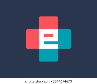 Letter E cross plus medical logo icon design template elements