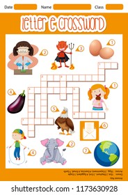 The Letter E Crossword concept illustration