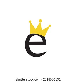 Letter E with crown icon template vector