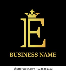 Ilustración de diseño del logotipo de la carta e corona. adecuado para la moda, marca, reino, corona, identidad