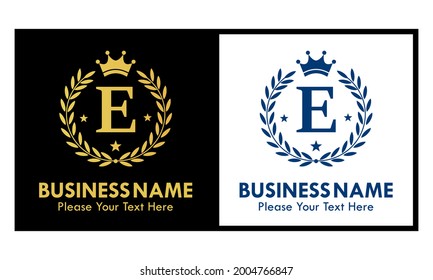 Letter e crown logo design template illustration. suitable for fashion, brand, kingdom, crown, identity