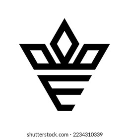 letter e with crown logo design 