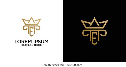 Letter e and crown logo design for law firm logo with creative idea