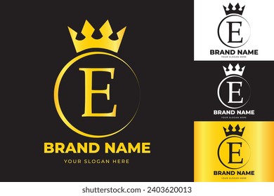 Letter E crown logo design template . suitable for fashion, brand, kingdom, crown, king, queen