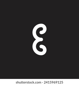 Curva de letra E, símbolo geométrico de contorno simple vector de logotipo