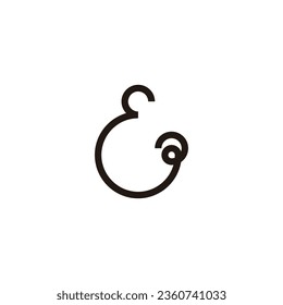 Letra E a curva, símbolo geométrico redondo simple vector de logotipo