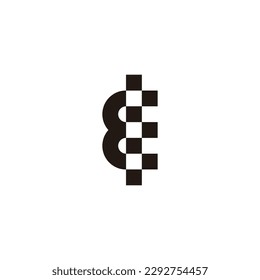 Letter E curve, squares geometric symbol simple logo vector
