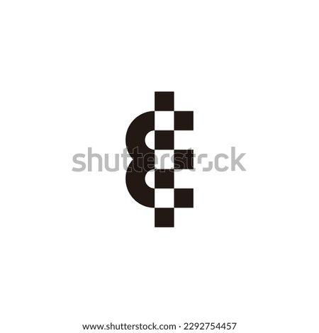 Letter E curve, squares geometric symbol simple logo vector