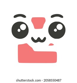 Letter E cute kawaii character, funny emoticon vector clip art.
