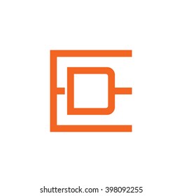 letter E and D monogram square shape logo orange