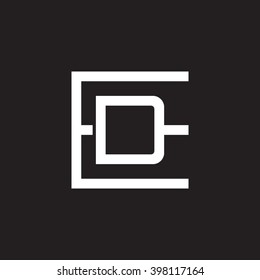 letter E and D monogram square shape logo white black background