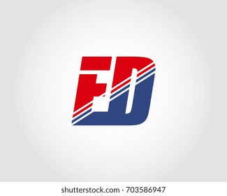 Letter E and D red and blue combination logo