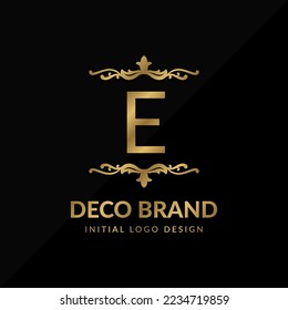 letter E decorative brand retro swirl vector initial logo