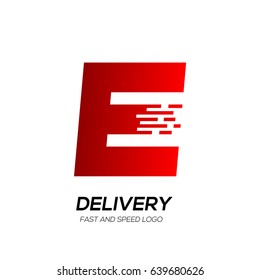 Letter E with Delivery service logo, Fast Speed, Moving and Quick, Digital and Technology for your Corporate identity