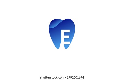 Letter E Dental Blue Modern Unique Logo
