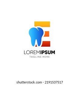 Letter E Dental Tooth Logo Design Vektorsymbol Grafik-Emblem Illustration