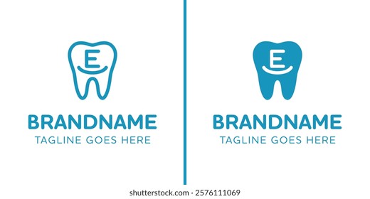 Letter E Dental Tooth Logo, symbolizing tooth, dental care and orthodontist