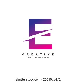 The letter E design is a blue pink combination with a luxurious and elegant style. business logo, company logo, product label. vector letter E