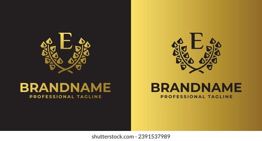 Logotipo de la carta E Laurel de Diamante, adecuado para negocios relacionados con Diamante y Laurel con E inicial