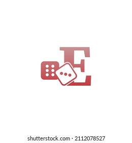 Letter E with dice two icon logo template vector