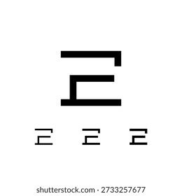 Letter E, digital alphabet cyber font, including set of three different set letters, regular, medium, semi bold, vector illustration 10EPS