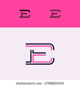 Letter E, digital alphabet cyber font, including set of three different set letters, vector illustration 10EPS