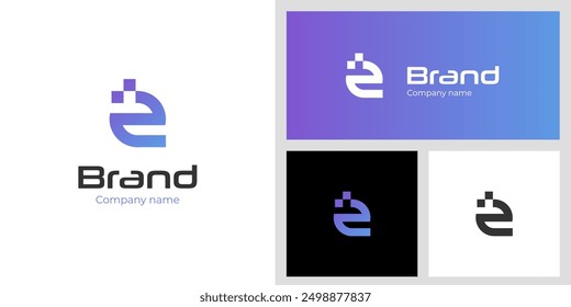 letter e digital logo icon design with pixel media graphic symbol for technology brand identity vector logo