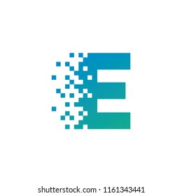 Letter E Digital Pixel Square Symbol Vector