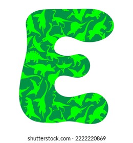 letter E from dinosaurs, vector illustration