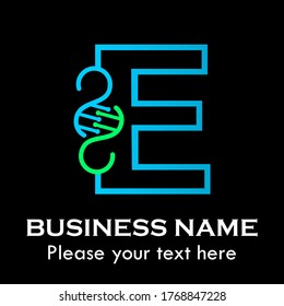Letter E with DNA vector. suitable for medical, technology, biology, science, logotype, company, genetic etc