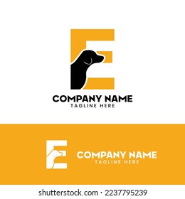 Letter E Dog Logo Design Template Inspiration, Dog Vector, Initial Logo