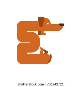 Letter E is dog. pet font. Dachshund alphabet. Lettering home animal