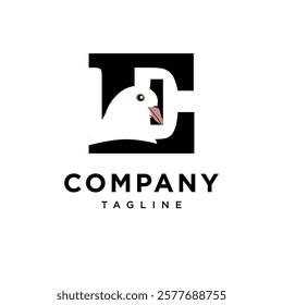 Letter E Dove Logo Icon Vector