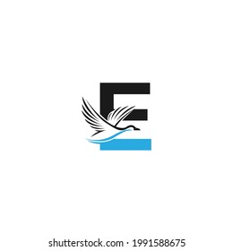 Letter E with duck icon logo design illustration vector