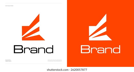 Letter E with dynamic upward flow for growth, Abstract symbol initial E sign with geometric ascending movement concept usable for financial, technology and brand identity business