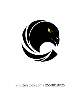 letter E with eagle animal symbol modern logo design