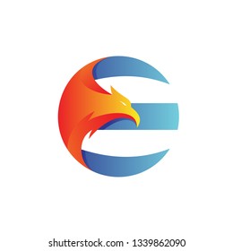 Letter E Eagle Logo Vector