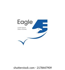 Letter E with eagle modern logo icon sign design concept